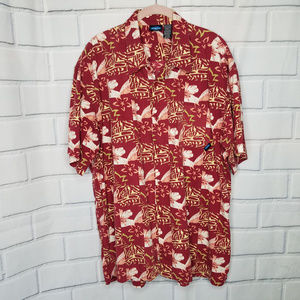 Kavu Hawaiin Shirt Rust red Floral Xl